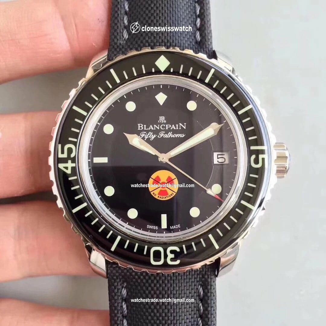 Fifty Fathoms SS "No Radiation" ZF 1:1 Limited Edition Black Dial on Sail-canvas Strap A2836 Fifty Fathoms SS "No Radiation" ZF 1:1 Limited Edition Black Dial on Sail-canvas Strap A2836
