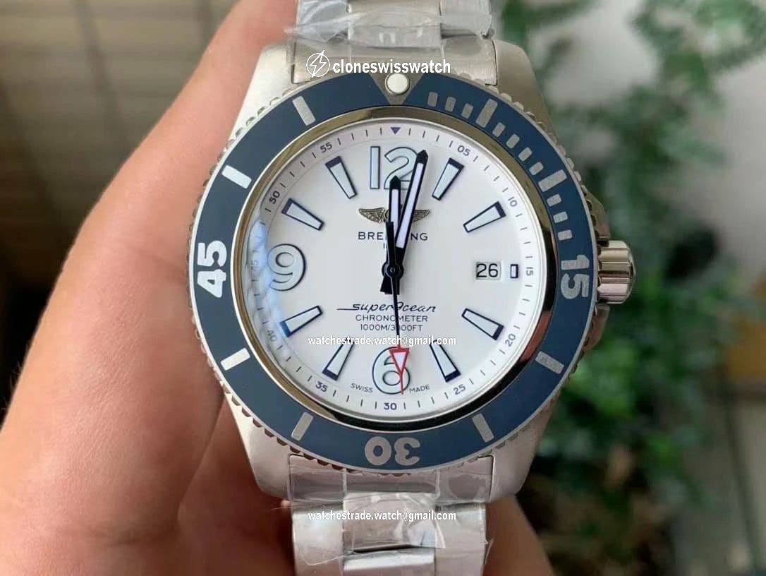 Superocean Automatic 44 TF 1:1 Best Edition White Dial Blue Bezel on SS Bracelet A2824 Superocean Automatic 44 TF 1:1 Best Edition White Dial Blue Bezel on SS Bracelet A2824