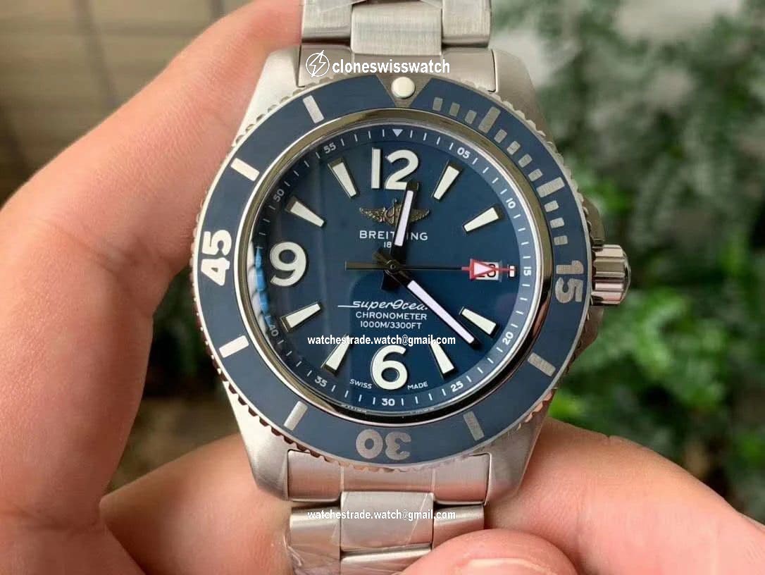 Superocean Automatic 44 TF 1:1 Best Edition Blue Dial Blue Bezel on SS Bracelet A2824 Superocean Automatic 44 TF 1:1 Best Edition Blue Dial Blue Bezel on SS Bracelet A2824