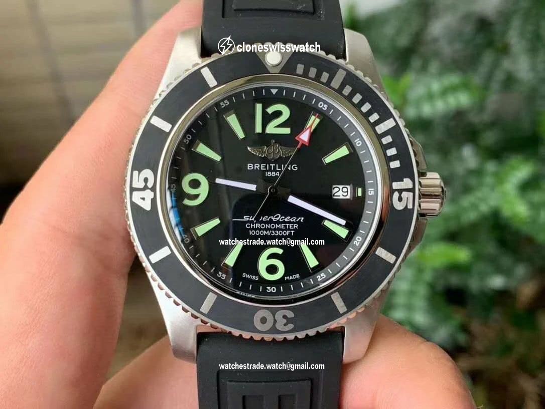 Superocean Automatic 44 TF 1:1 Best Edition Black Dial Black Bezel on Black Rubber Strap A2824 Superocean Automatic 44 TF 1:1 Best Edition Black Dial Black Bezel on Black Rubber Strap A2824