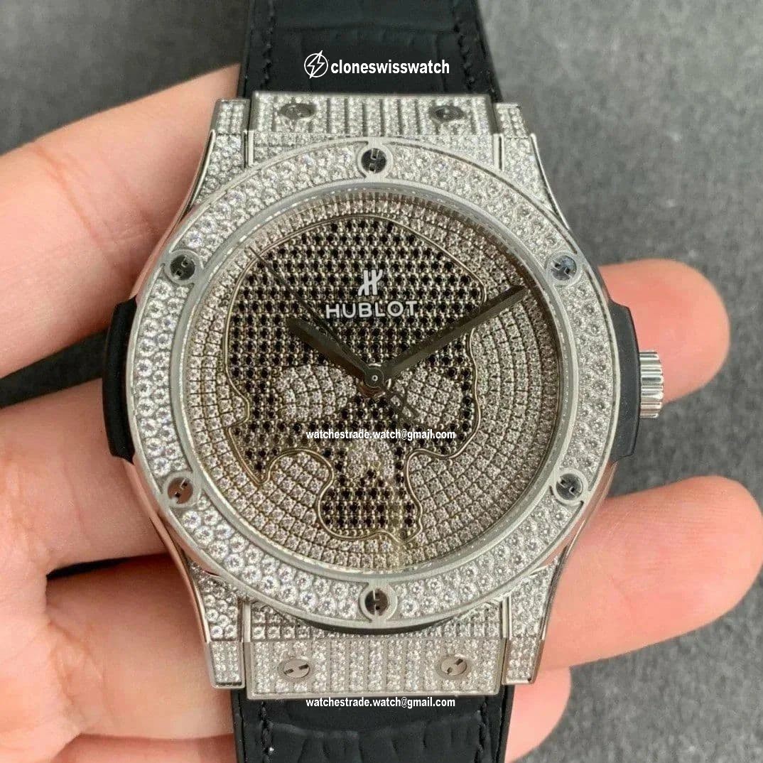 Classic Fusion Automatic SS OXF Best Edition Diamonds Case Diamonds Skull Dial on Black Leather Strap MIYOTA 9015 Classic Fusion Automatic SS OXF Best Edition Diamonds Case Diamonds Skull Dial on Black Leather Strap MIYOTA 9015