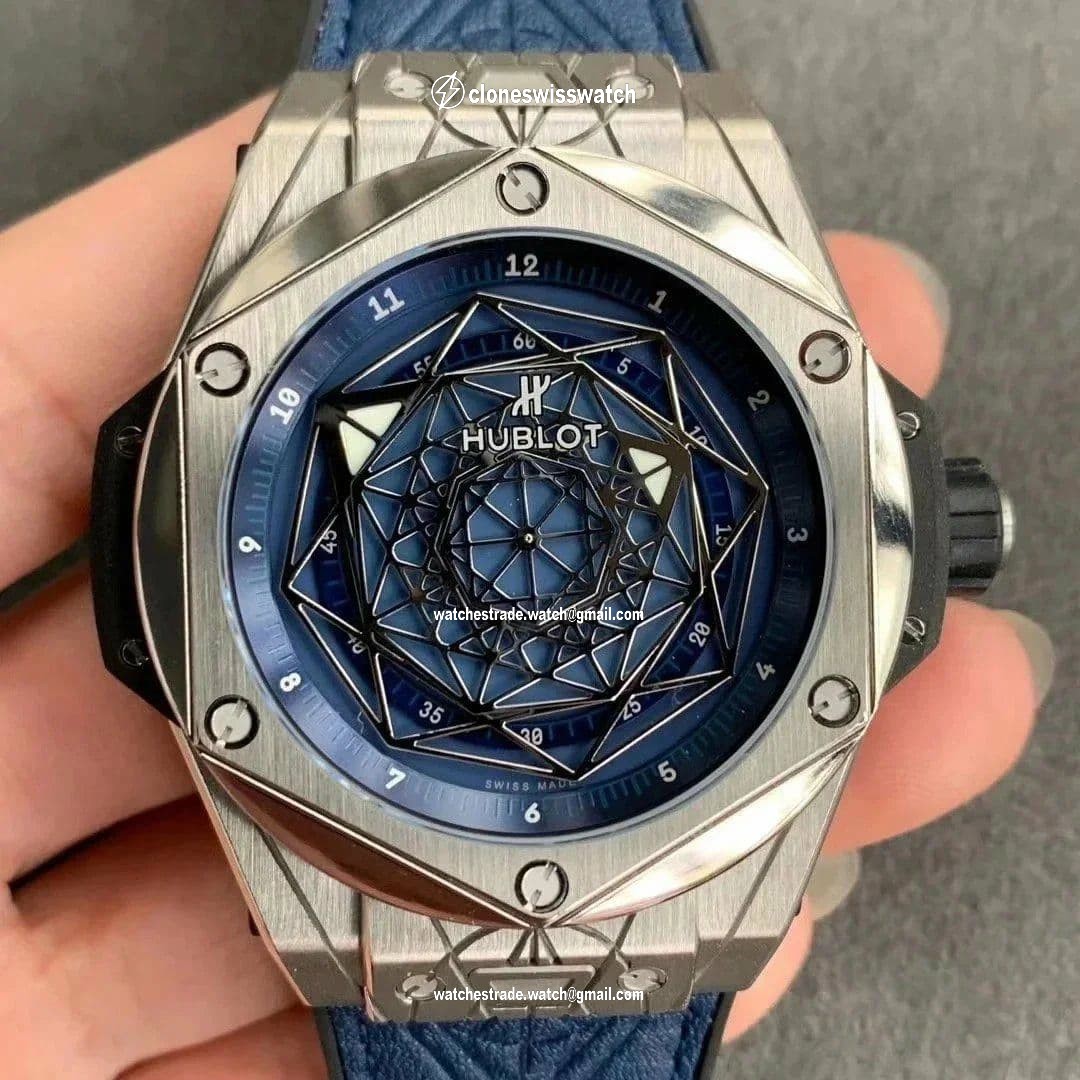 Big Bang Unico Sang Bleu Titanium HBF Skeleton Dial on Blue Gummy Strap HUB1213 Big Bang Unico Sang Bleu Titanium HBF Skeleton Dial on Blue Gummy Strap HUB1213
