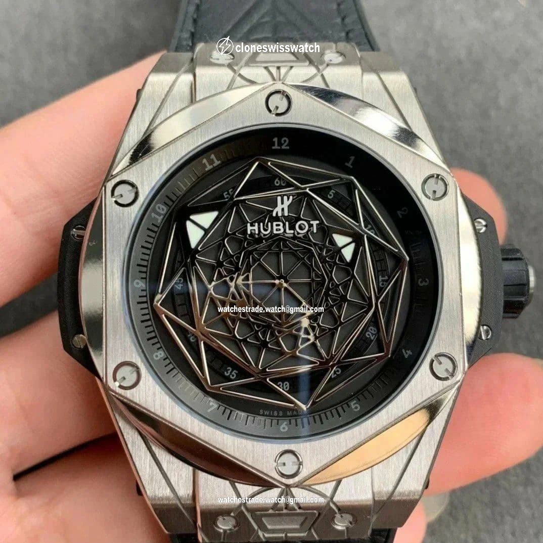 Big Bang Unico Sang Bleu Titanium HBF Skeleton Dial on Black Gummy Strap HUB1213 Big Bang Unico Sang Bleu Titanium HBF Skeleton Dial on Black Gummy Strap HUB1213