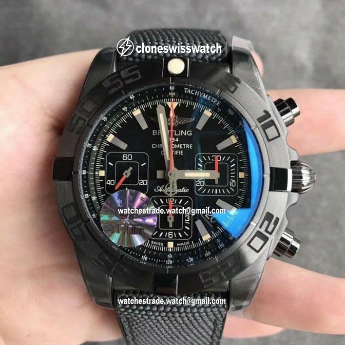 Chronomat 44mm Blacksteel GF 1:1 Special Edition Black Dial on Black Rubber Strap A7750 Chronomat 44mm Blacksteel GF 1:1 Special Edition Black Dial on Black Rubber Strap A7750
