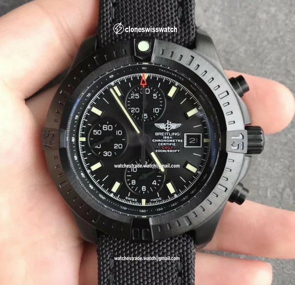 Colt Chronograph 44mm PVD Black Textured Dial on Black Rubber Strap A7750 Colt Chronograph 44mm PVD Black Textured Dial on Black Rubber Strap A7750