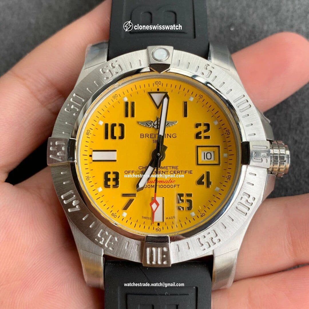Breitling Avenger 45mm SS/NY/LE Yellow Stk GF Asia 2824 Breitling Avenger 45mm SS/NY/LE Yellow Stk GF Asia 2824
