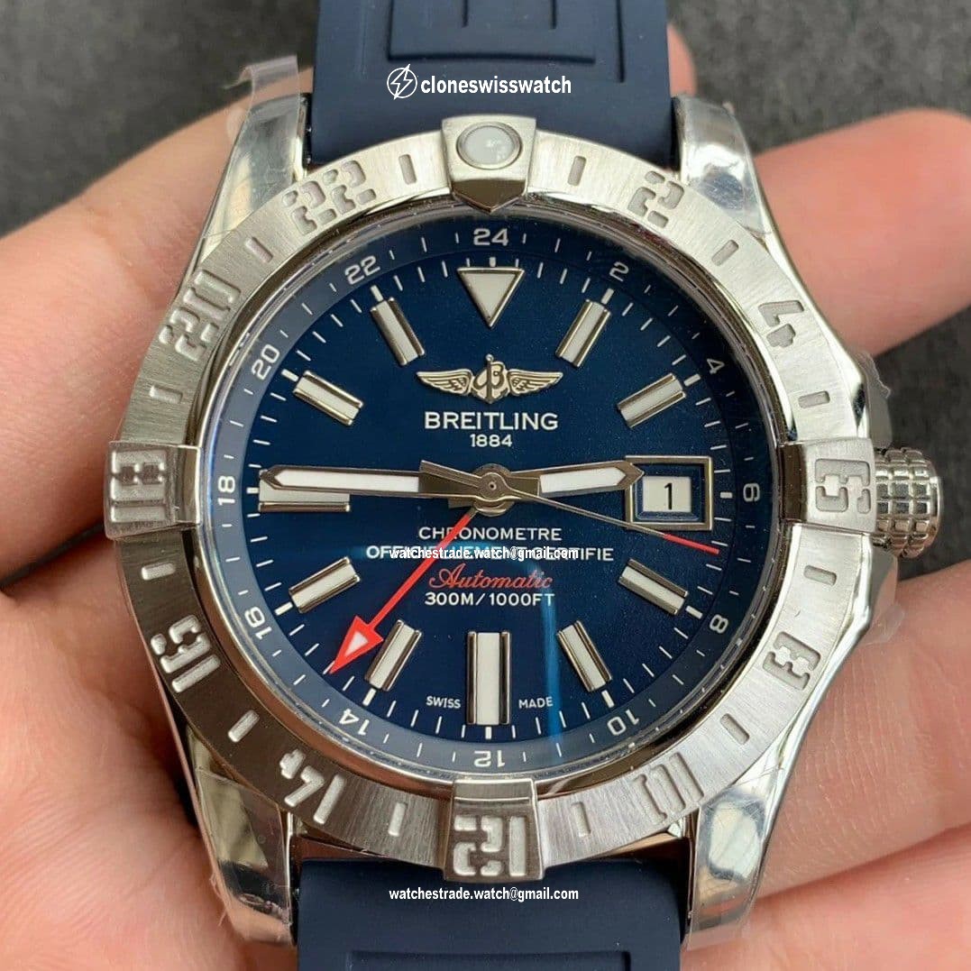 Avenger GMT SS GF 1:1 Best Edition Blue Dial on Blue rubber Strap A2836 V2 Avenger GMT SS GF 1:1 Best Edition Blue Dial on Blue rubber Strap A2836 V2