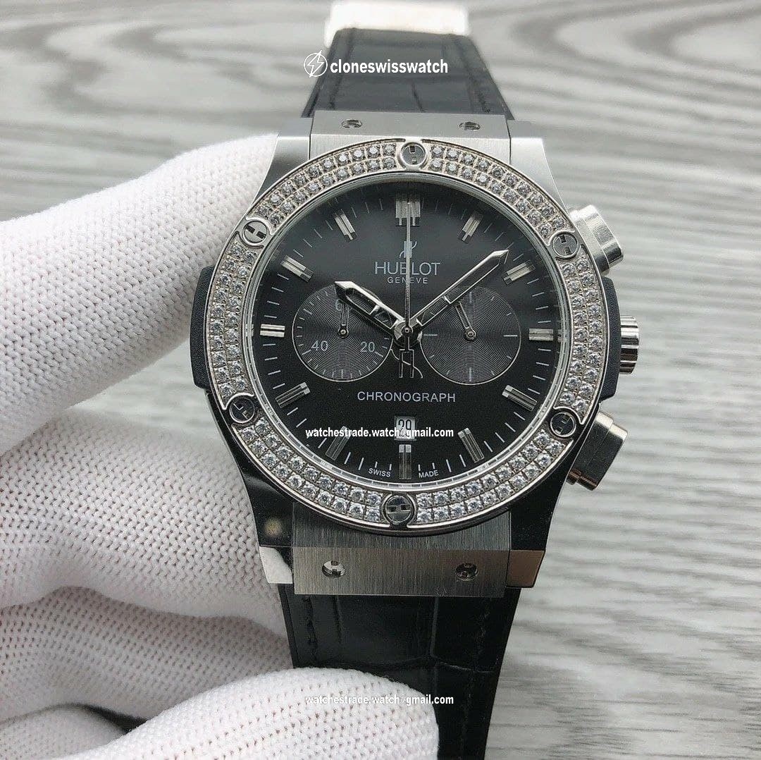 Hublot Black Diamond Chrono on Black Leather Strap Hublot Black Diamond Chrono on Black Leather Strap