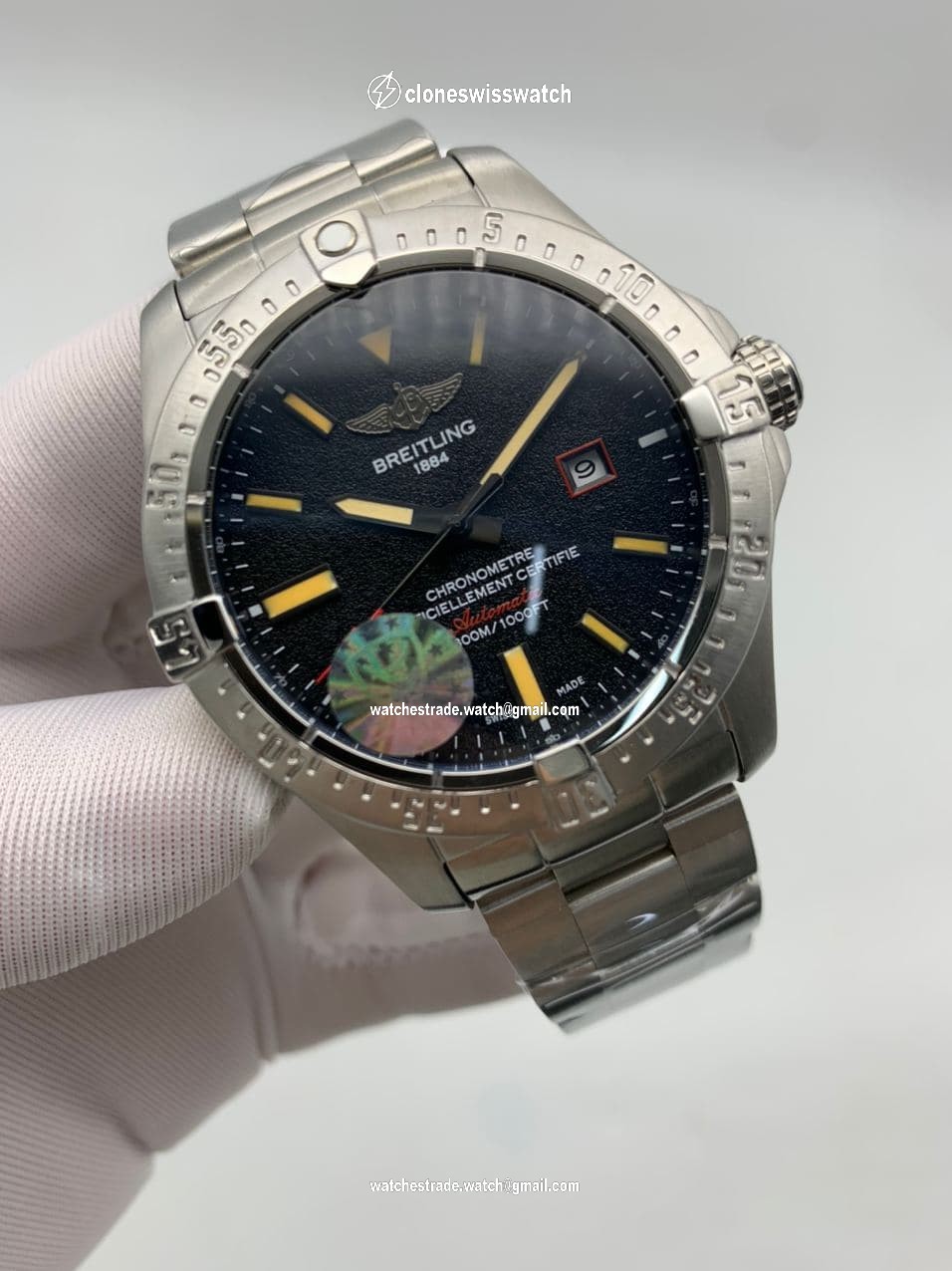 Breitling Avenger Black Dial High Version on SS Strap Breitling Avenger Black Dial High Version on SS Strap