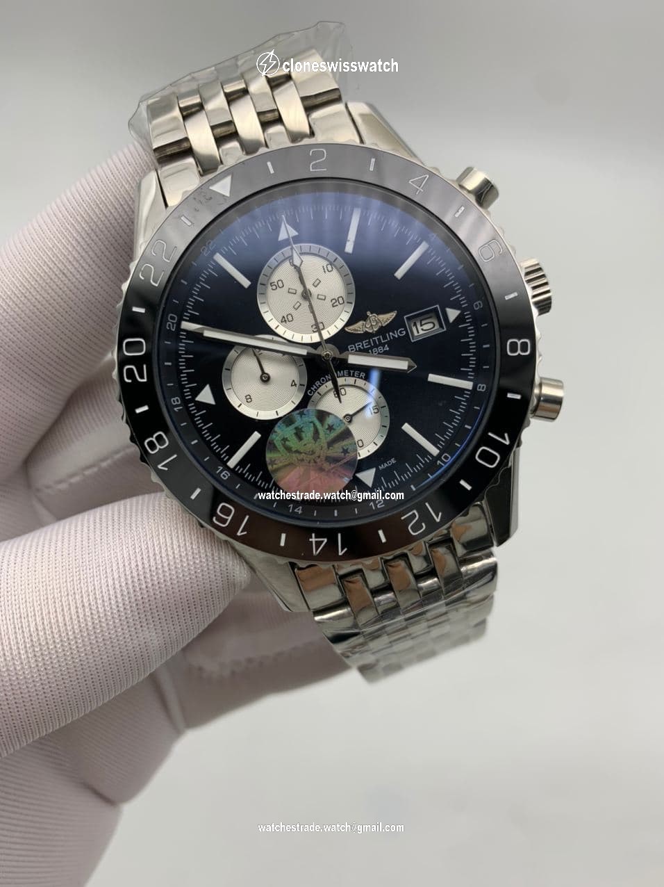Breitling Black Chrono High Version on SS Strap Breitling Black Chrono High Version on SS Strap