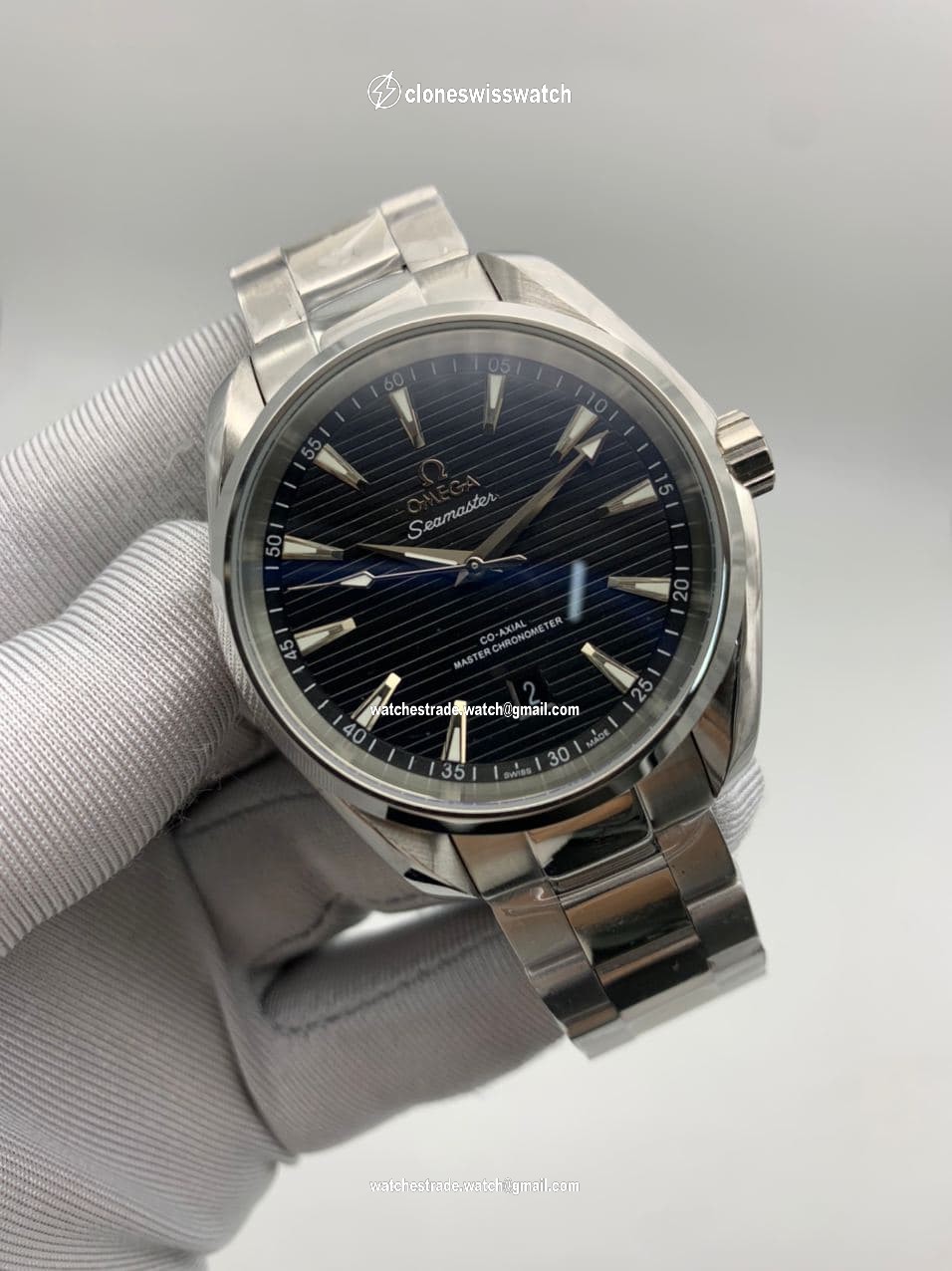 Omega Seamaster Black Dial on Steel Strap Omega Seamaster Black Dial on Steel Strap
