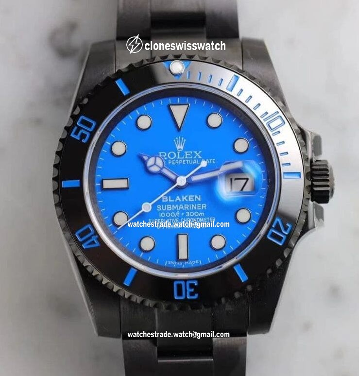 ROLSUB0321 - Blaken Submariner Date Blue PVD/SS V6F A2824 ROLSUB0321 - Blaken Submariner Date Blue PVD/SS V6F A2824