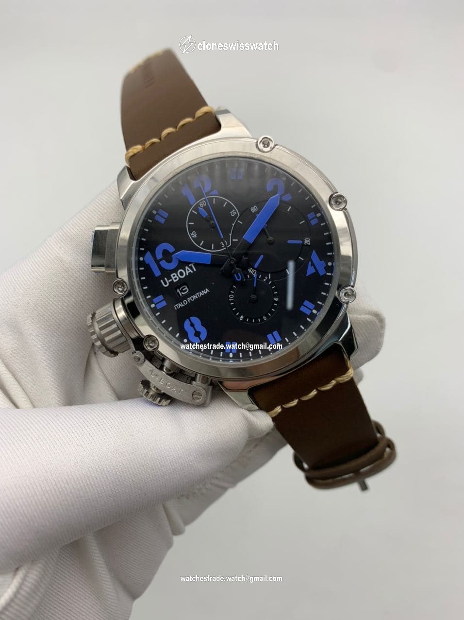 U Boat Silver Case Black Blue Dial U Boat Silver Case Black Blue Dial
