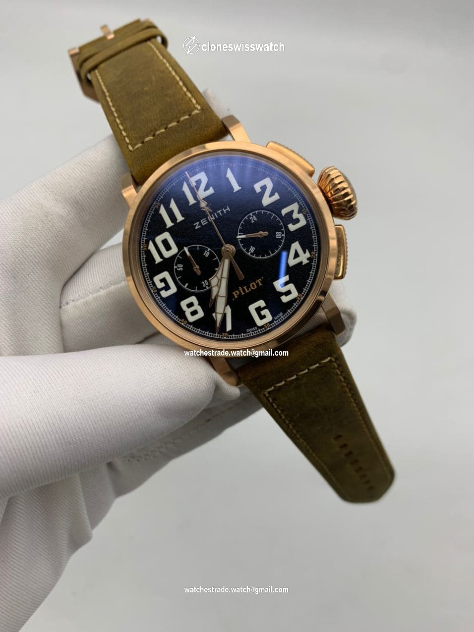 Zenith Pilot Gold Case Black Dial Chrono Zenith Pilot Gold Case Black Dial Chrono