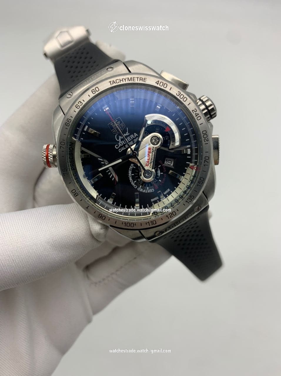Tag Heuer Silver Case Full Black on Black Strap Tag Heuer Silver Case Full Black on Black Strap