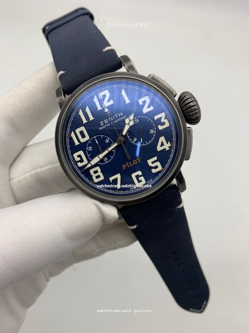Zenith Pilot Black Case Blue Dial Chrono Zenith Pilot Black Case Blue Dial Chrono