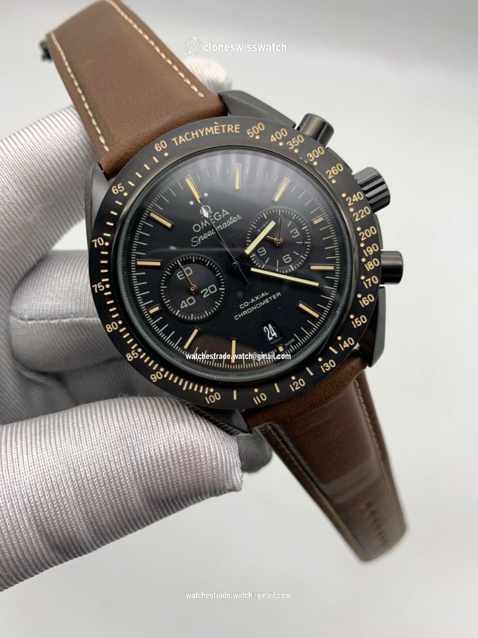 Omega Speedmaster Black Dial Chrono on Brown Leather Strap Omega Speedmaster Black Dial Chrono on Brown Leather Strap