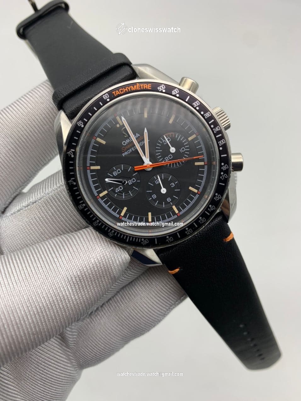 Omega Speedmaster Chrono Black Dial on Black Leather Strap Omega Speedmaster Chrono Black Dial on Black Leather Strap