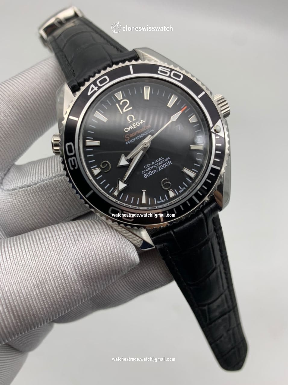Omega Seamaster Chrono Black on Black Leather Strap Omega Seamaster Chrono Black on Black Leather Strap