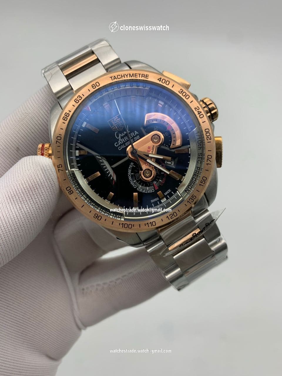Tag Heuer Black Dial Chrono on SG Strap Tag Heuer Black Dial Chrono on SG Strap