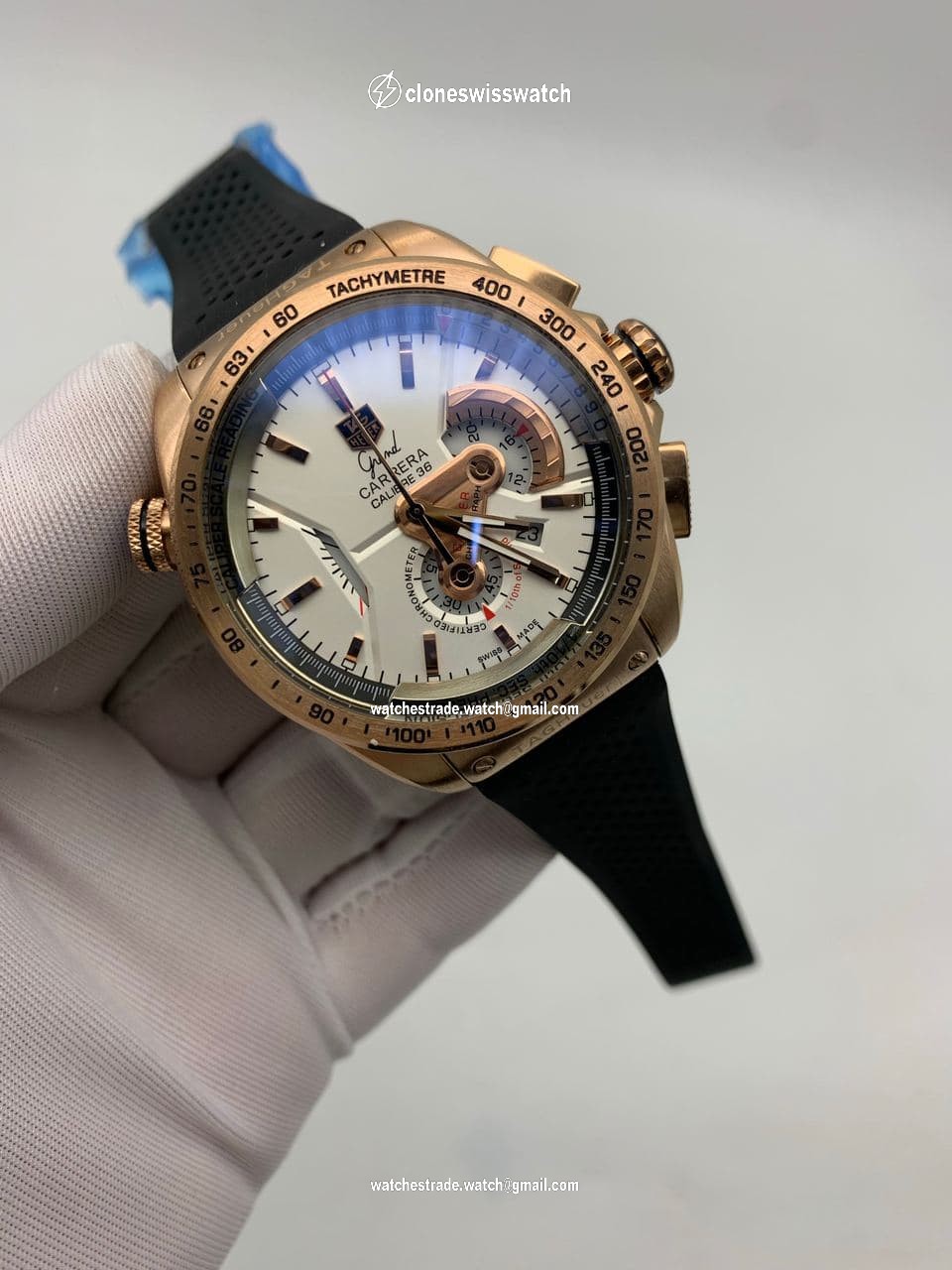 Tag Heuer White Dial Chrono on Black Leather Strap Tag Heuer White Dial Chrono on Black Leather Strap