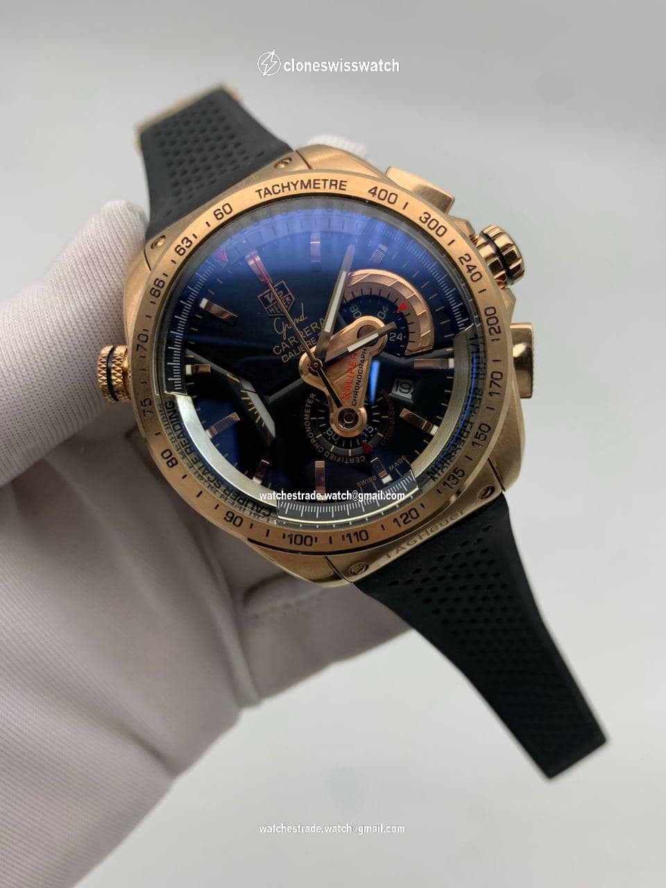 Tag Heuer Black Dial Chrono on Black Rubber Strap Tag Heuer Black Dial Chrono on Black Rubber Strap