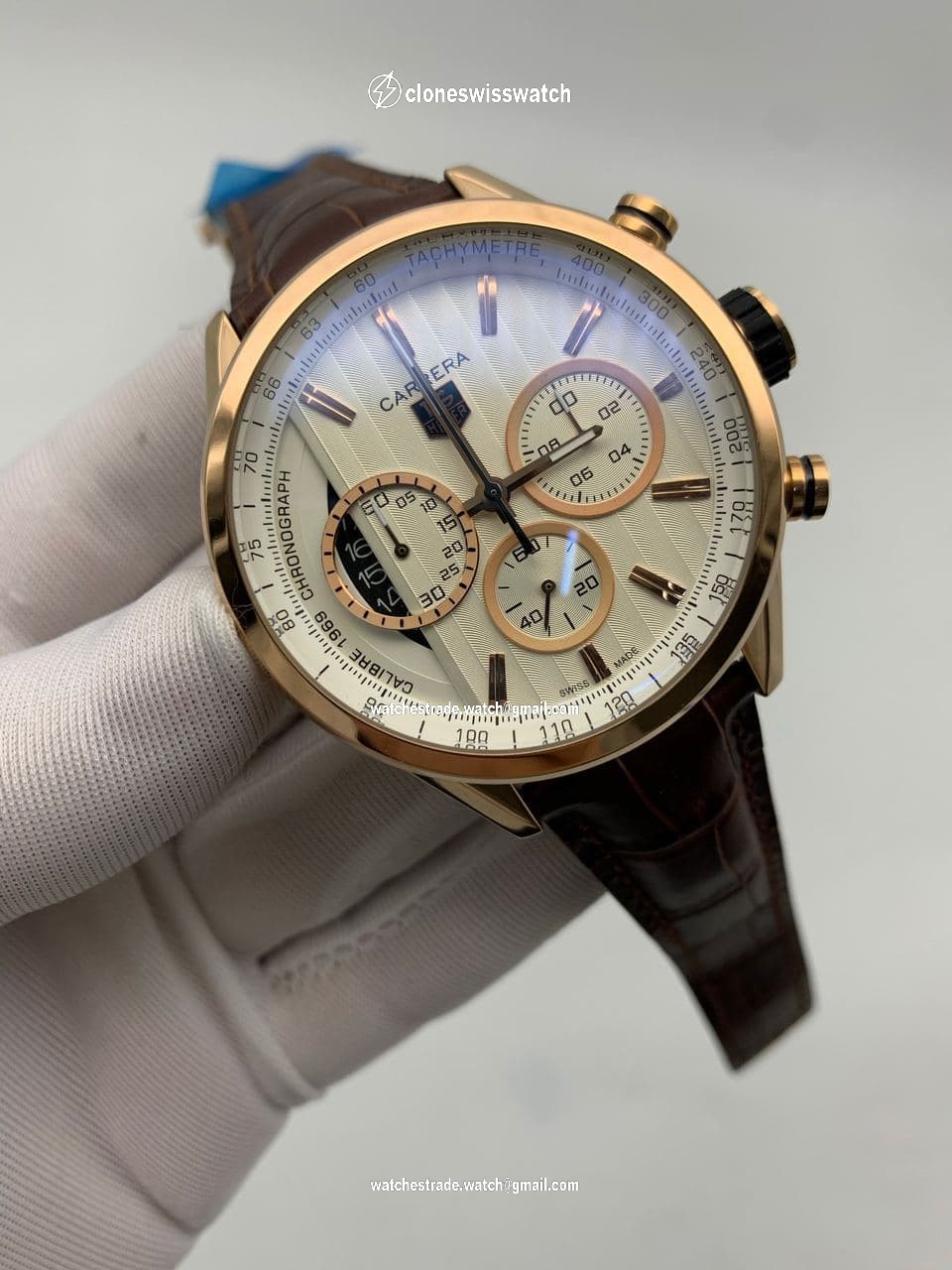 Tag Heuer White Dial Chrono on Black Leather Strap Tag Heuer White Dial Chrono on Black Leather Strap