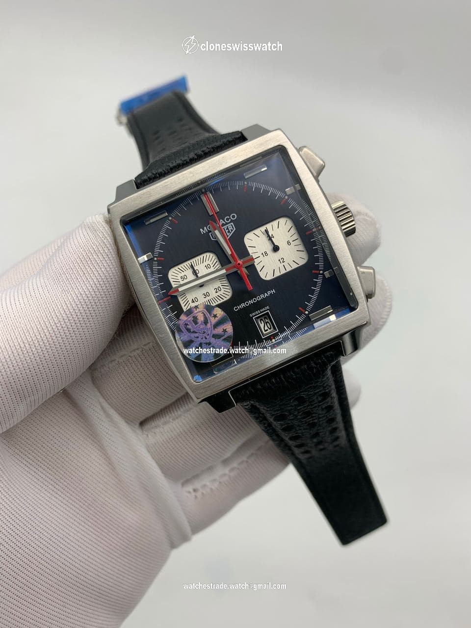 Tag Heuer Sliver Case Black Dial Chrono on Leather Black Strap Tag Heuer Sliver Case Black Dial Chrono on Leather Black Strap