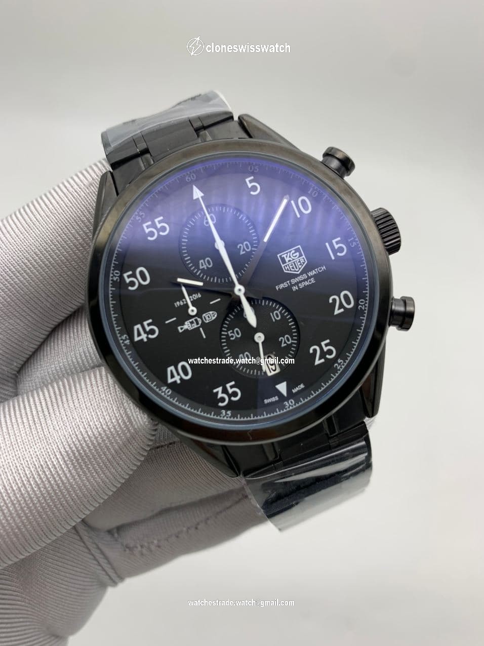 Tag Heuer Full Black Dial Chrono on SS Strap Tag Heuer Full Black Dial Chrono on SS Strap
