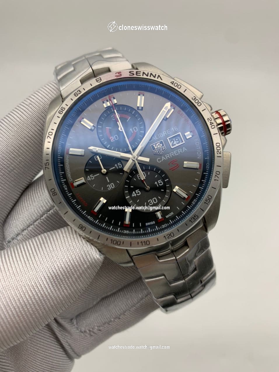 Tag Heuer Black Dial Chrono on SS Strap Tag Heuer Black Dial Chrono on SS Strap