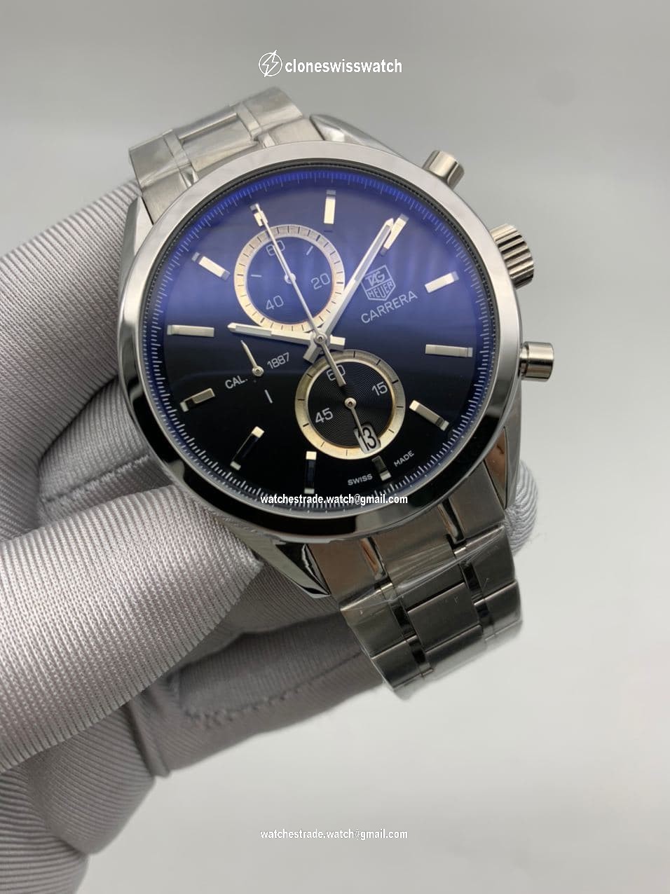 Tag Heuer Black Dial Chrono on SS Strap Tag Heuer Black Dial Chrono on SS Strap