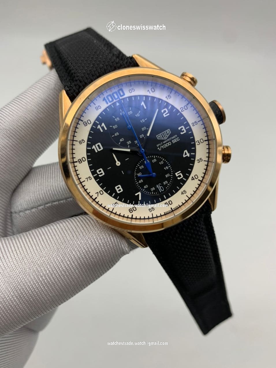 Tag Heuer White Black Dial Chrono on Black Leather Strap Tag Heuer White Black Dial Chrono on Black Leather Strap