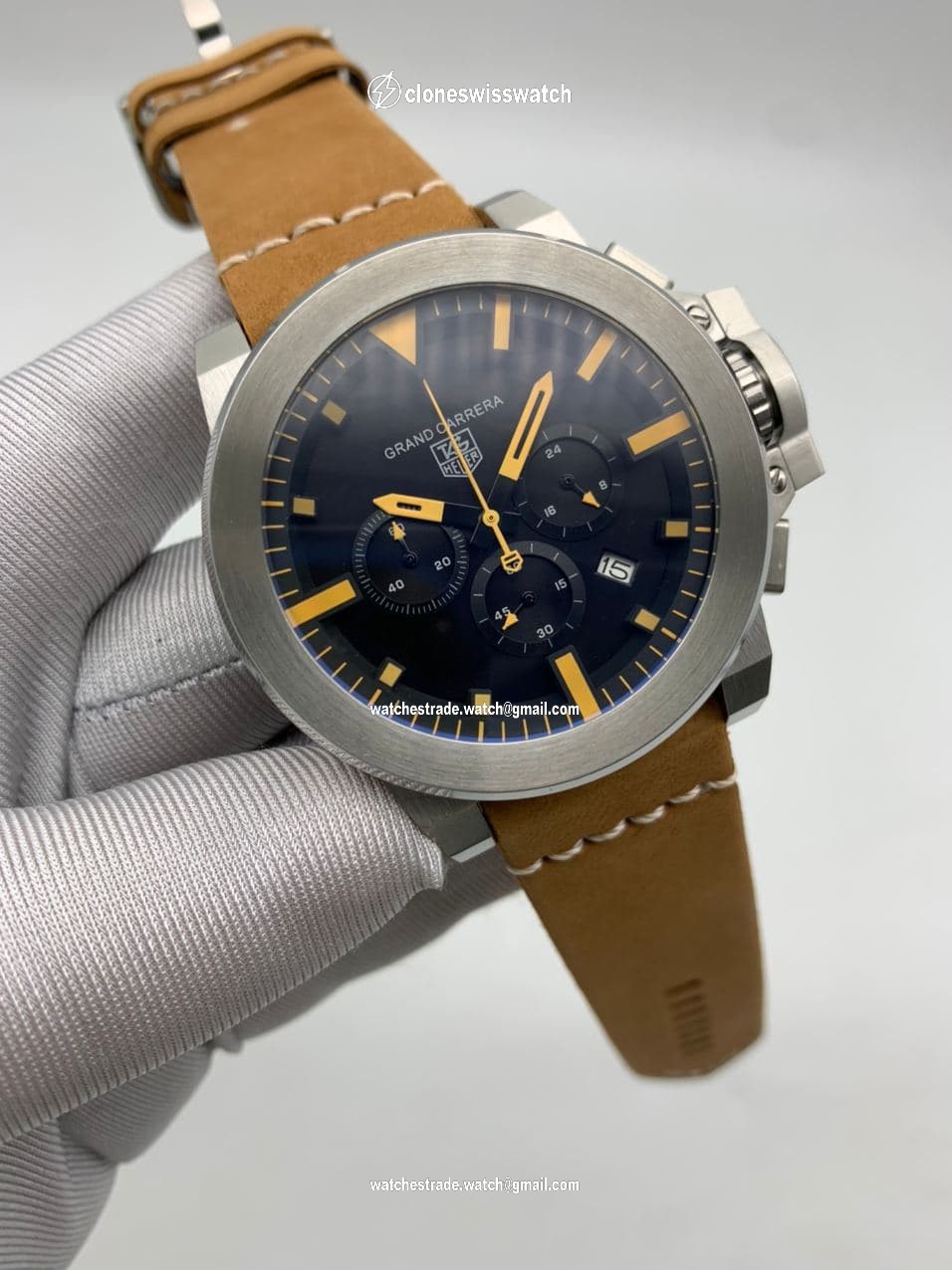 Tag Heuer Black Dial Grand Carrera Yellow Tag Heuer Black Dial Grand Carrera Yellow