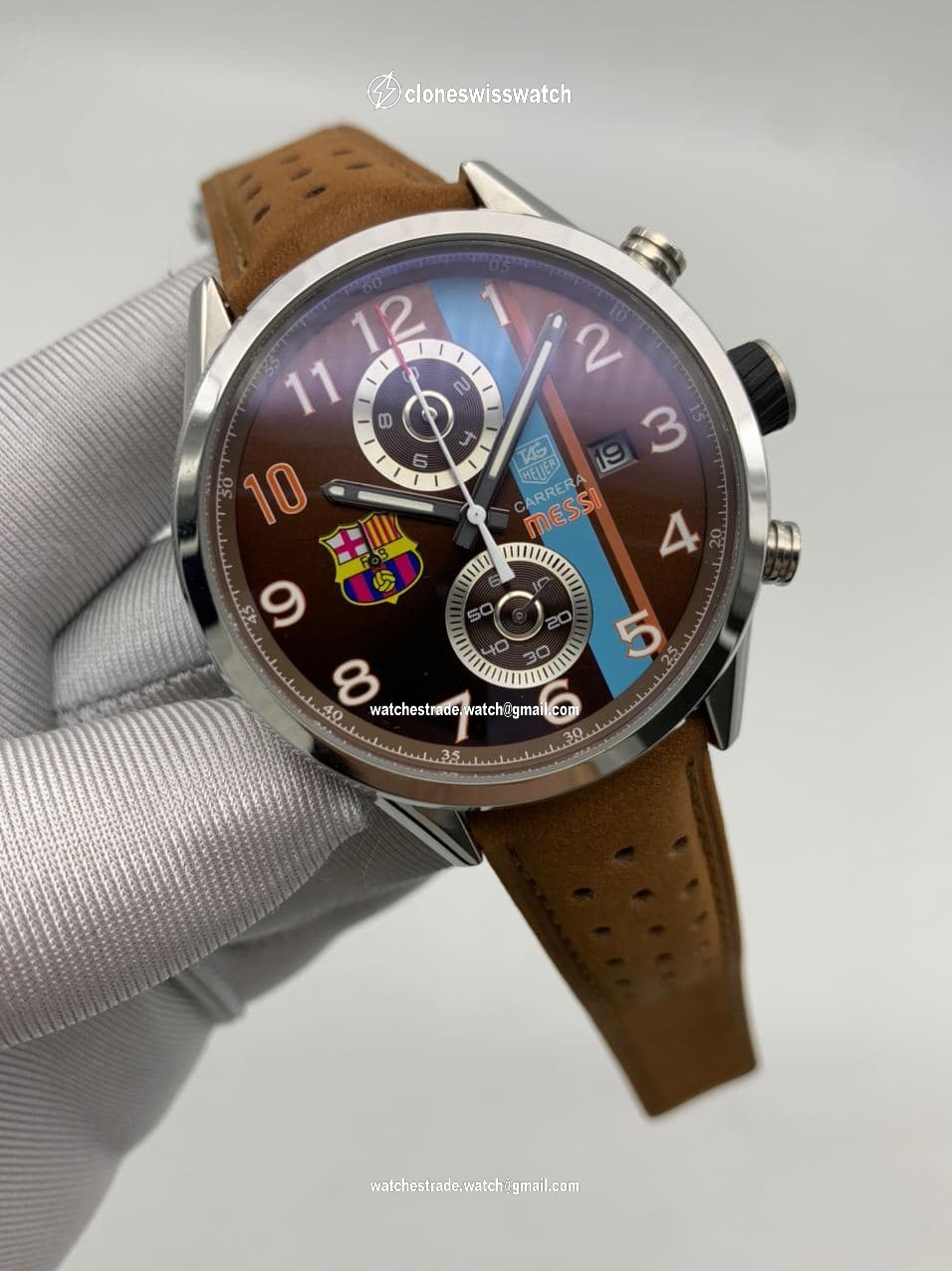 Tag Heuer Messi Carrera Brown Dial on Brown Leather Strap Tag Heuer Messi Carrera Brown Dial on Brown Leather Strap