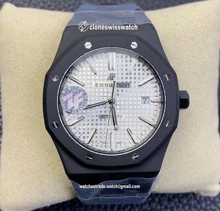 Royal Oak 41mm 15400 DLC ZF 1:1 Best Edition White Textured Dial on DLC Bracelet A3120 Royal Oak 41mm 15400 DLC ZF 1:1 Best Edition White Textured Dial on DLC Bracelet A3120
