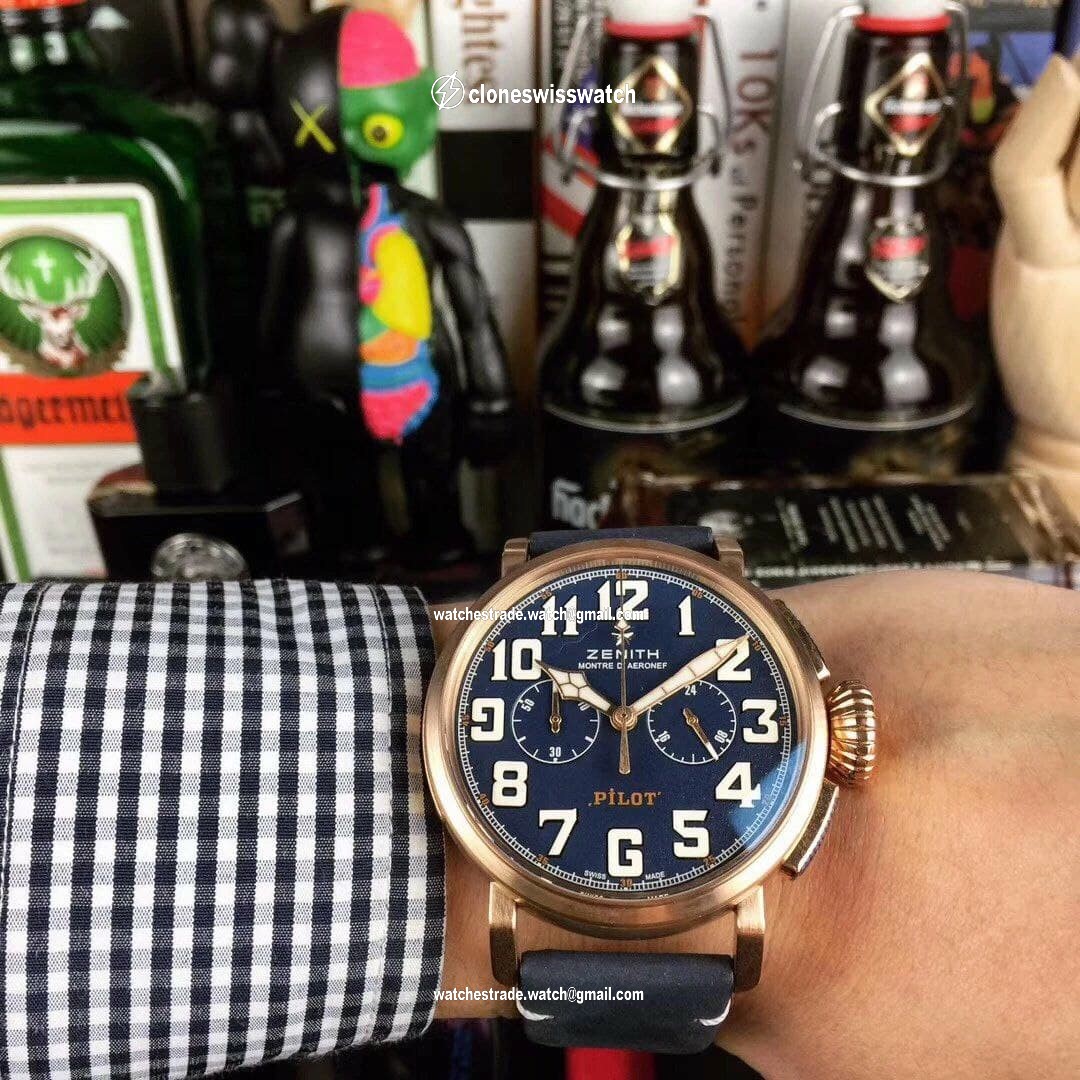 Zenith Pilot Gold Case Blue Dial Chrono Zenith Pilot Gold Case Blue Dial Chrono