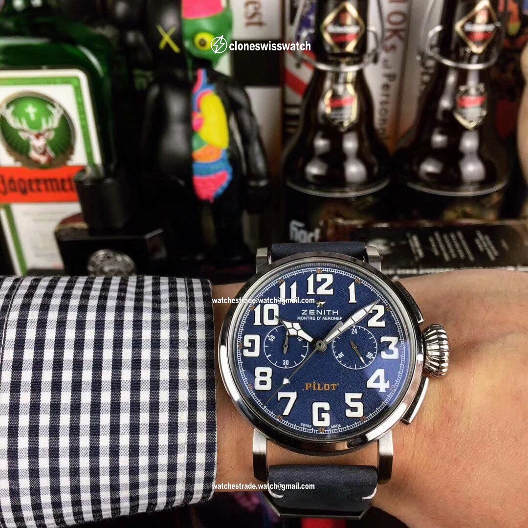 Zenith Pilot Silver Case Blue Dial Chrono Zenith Pilot Silver Case Blue Dial Chrono