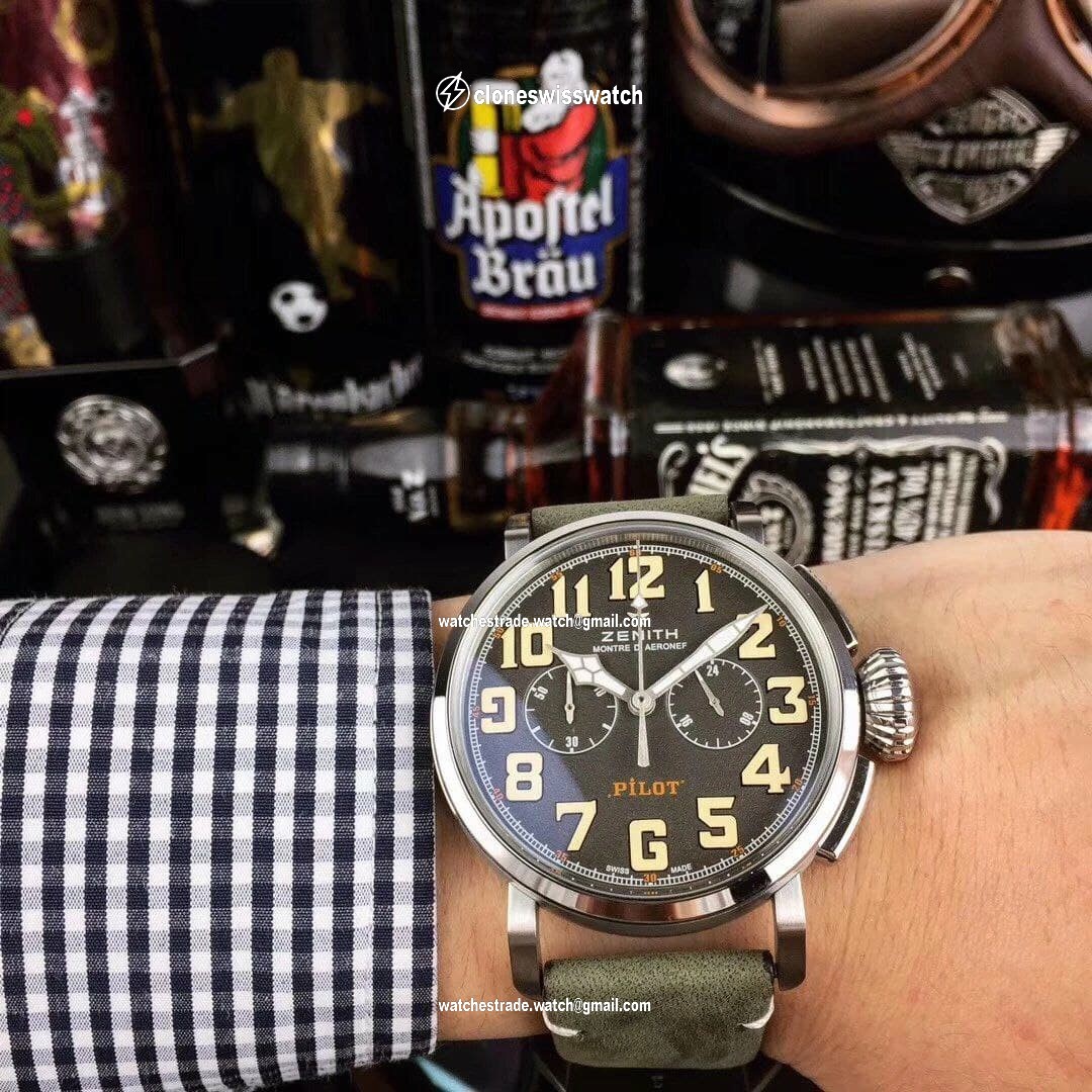 Zenith Pilot Silver Case Grey Dial Zenith Pilot Silver Case Grey Dial