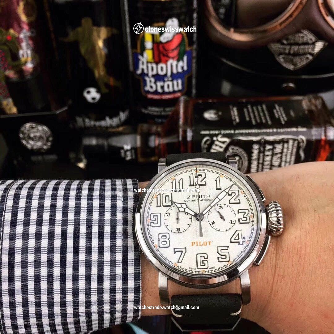 Zenith Pilot Silver Case White Dial Zenith Pilot Silver Case White Dial