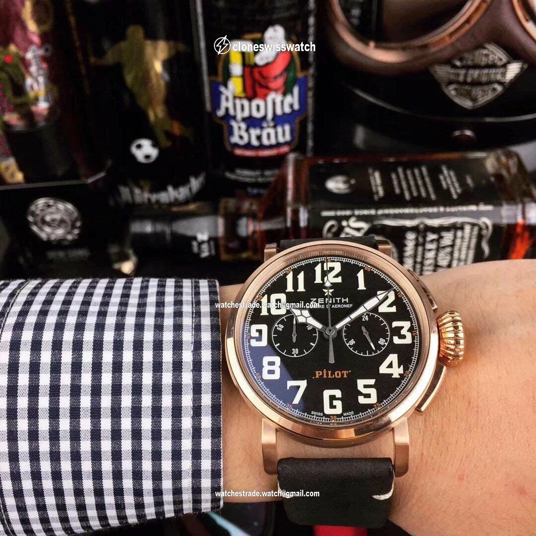 Zenith Pilot Gold Case Black Dial Chrono Zenith Pilot Gold Case Black Dial Chrono