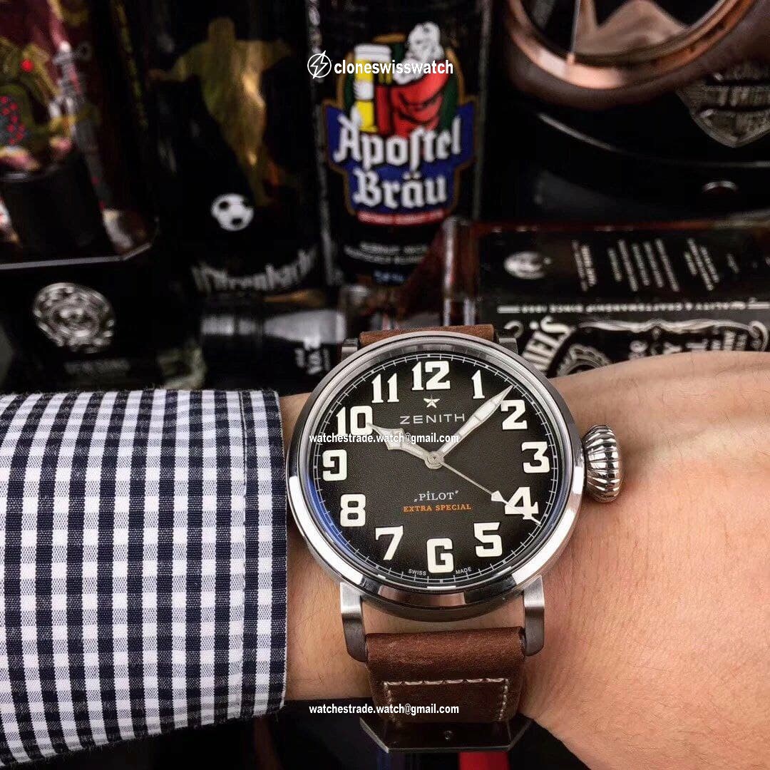 Zenith Pilot Silver Case Grey Dial Zenith Pilot Silver Case Grey Dial