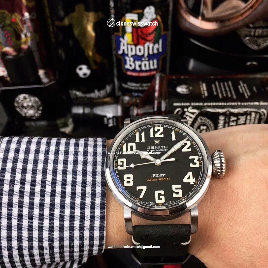 Zenith Pilot Silver Case Black Dial Zenith Pilot Silver Case Black Dial