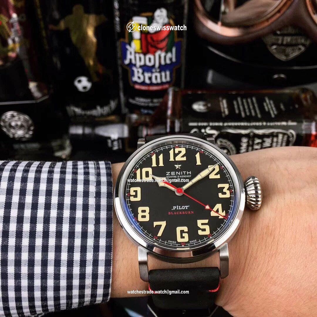 Zenith Pilot Silver Case Black Dial Zenith Pilot Silver Case Black Dial