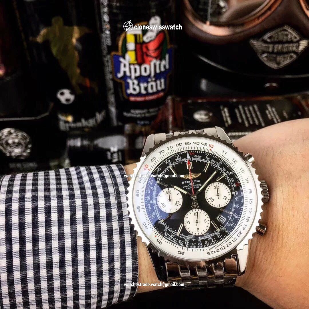 Breitling Navitimer Black Dial on SS Strap Breitling Navitimer Black Dial on SS Strap