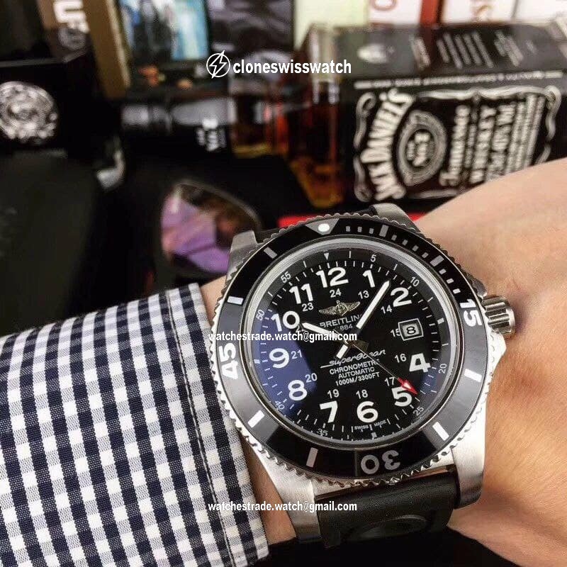 Breitling Superocean Black Dial on Black Rubber Strap Breitling Superocean Black Dial on Black Rubber Strap