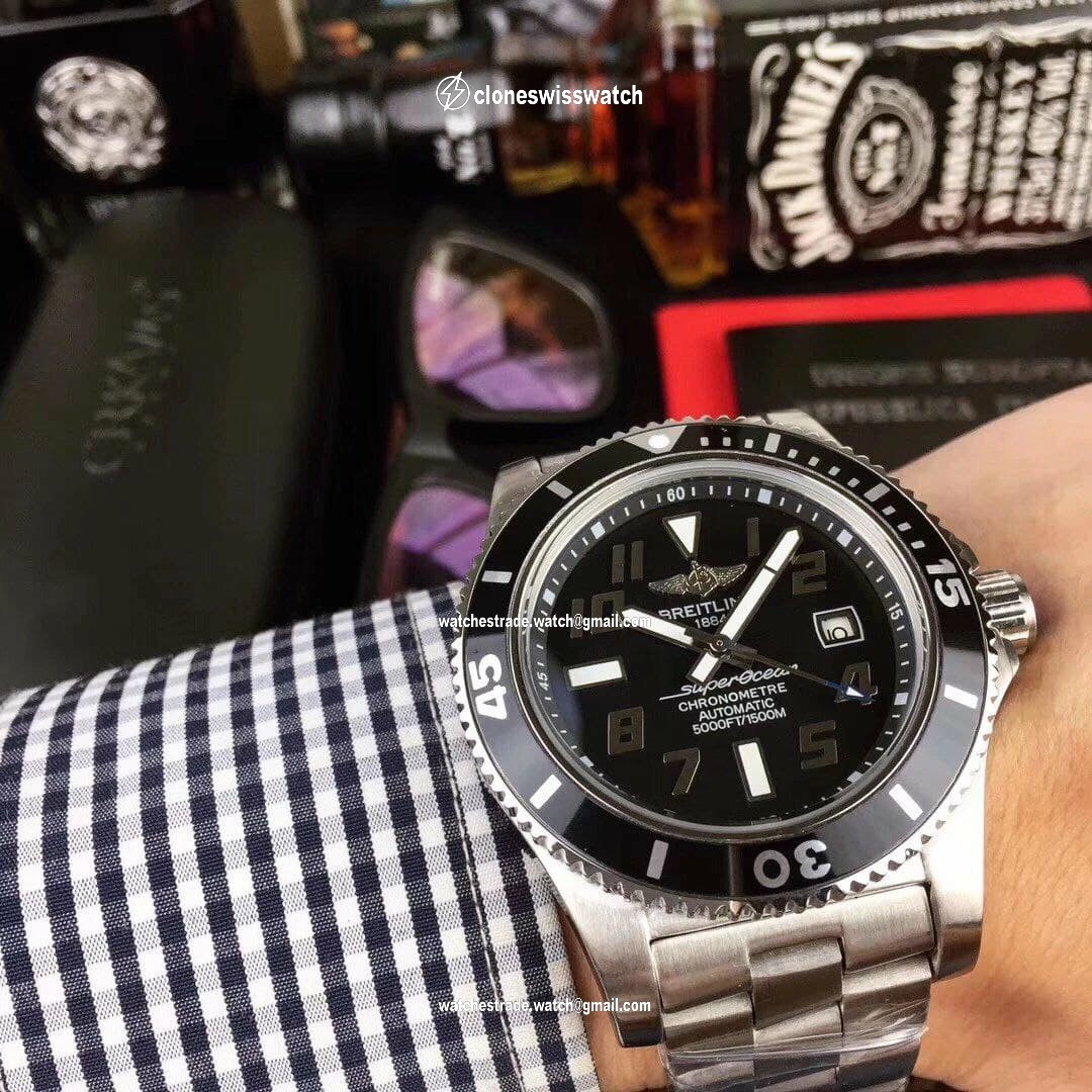 Breitling Superocean Black Dial on Black SS Strap Breitling Superocean Black Dial on Black SS Strap