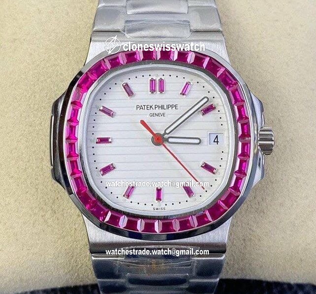 Nautilus Jumbo 5711 PF 1:1 Best Edition White Textured Dial Diamonds Bezel on SS Bracelet A324 Nautilus Jumbo 5711 PF 1:1 Best Edition White Textured Dial Diamonds Bezel on SS Bracelet A324