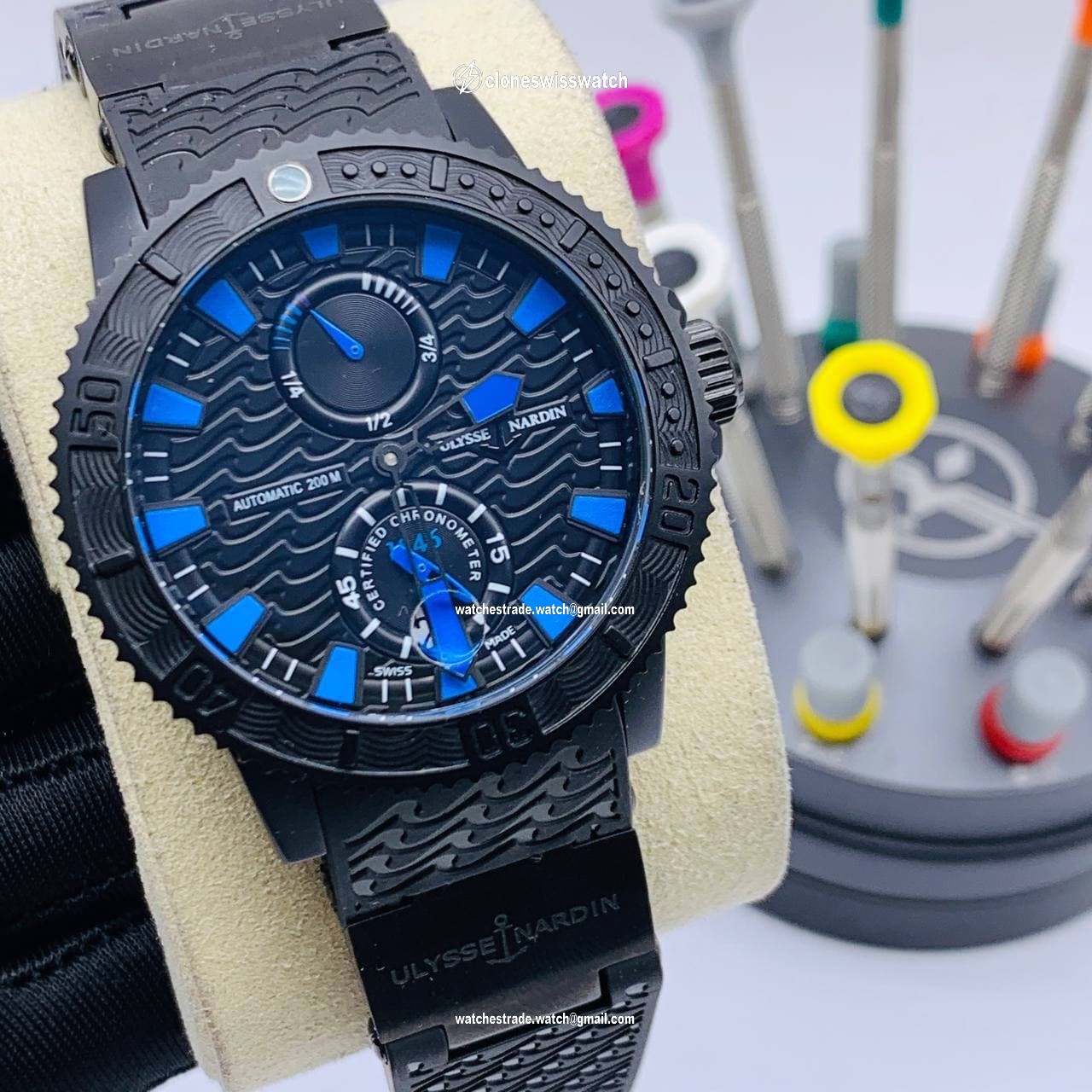 UN Marine Black/Blue Dial Black Case on Black Rubber Strap UN Marine Black/Blue Dial Black Case on Black Rubber Strap