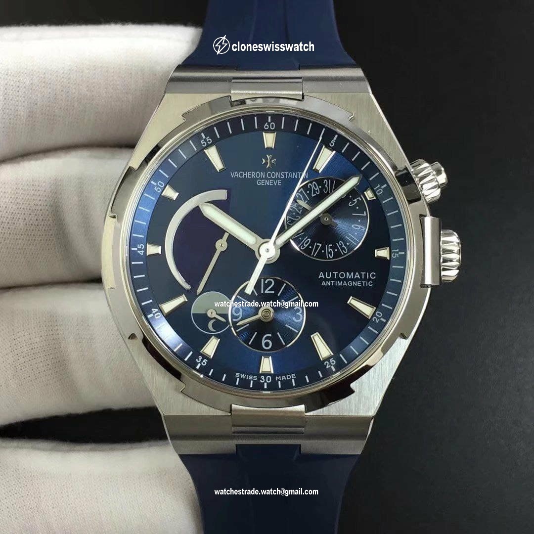 Overseas Dual Time Power Reserve TWA 1:1 Best Edition Blue Dial on Blue Leather Strap Overseas Dual Time Power Reserve TWA 1:1 Best Edition Blue Dial on Blue Leather Strap