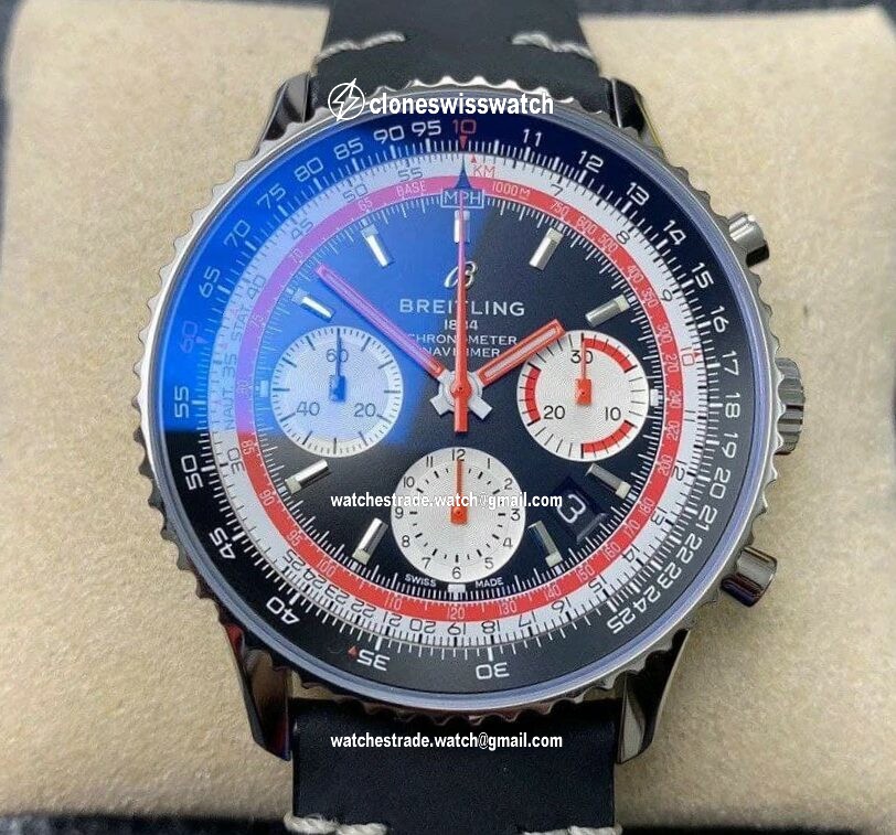 Navitimer B01 Chronograph 43 TWA Editioin SS OXF Black Dial Steel Markers on Black Leather Strap Navitimer B01 Chronograph 43 TWA Editioin SS OXF Black Dial Steel Markers on Black Leather Strap